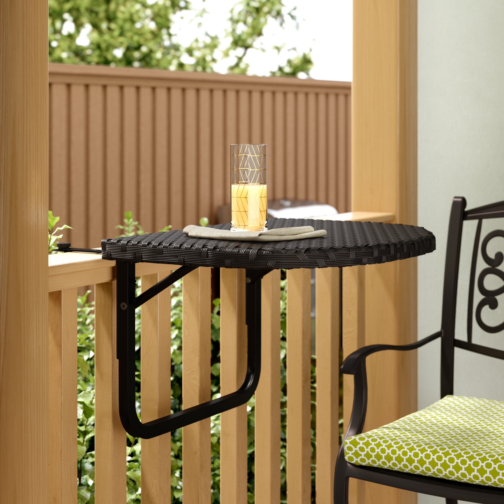 Ebern Designs Cropsey Folding Wicker Balcony Table Wayfair