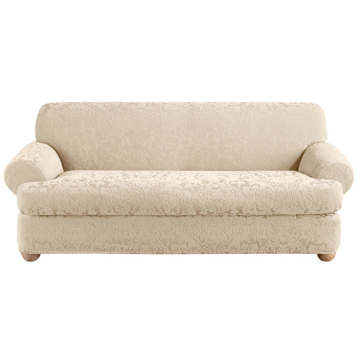 Stretch Jacquard Damask T Cushion Sofa Slipcover