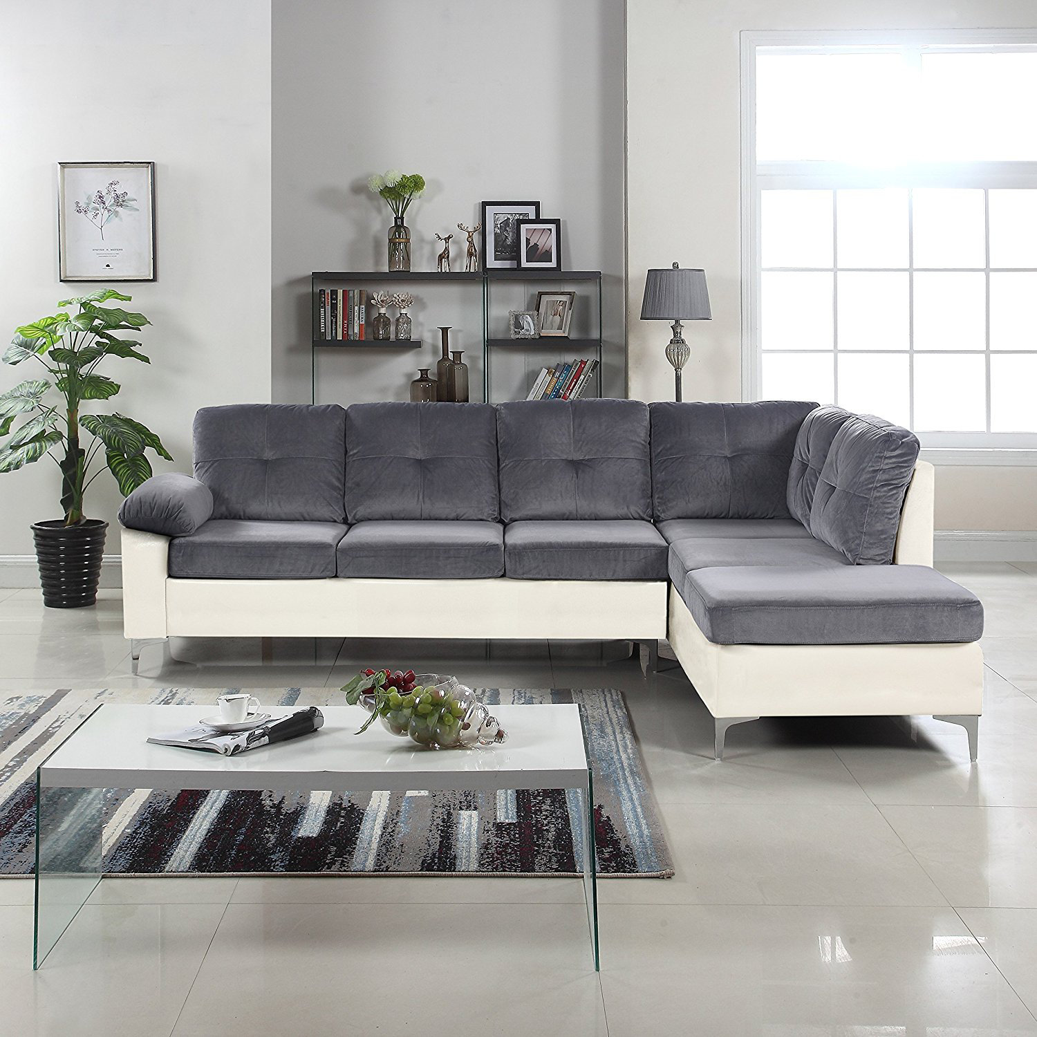 Orren Ellis Kincade Contemporary Microfiber Faux Sectional Wayfair
