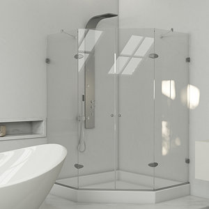 Gemini 42.125 x 42.125-in. Frameless Neo-Angle Shower Enclosure with .375-in. Clear Glass and Chrome Hardware