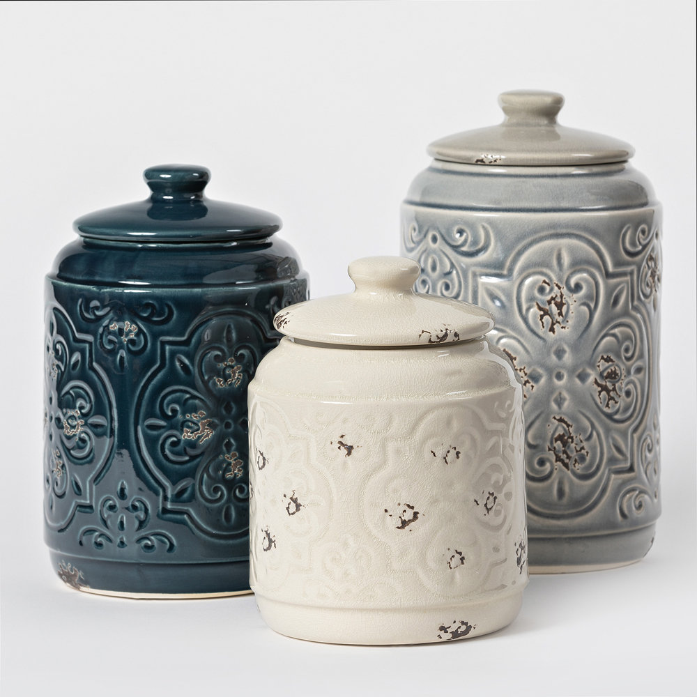 Drewderosedesigns Rustic Quilted 3 Piece Kitchen Canister Set Drewderosedesigns Rustic Quilted 3 Piece Kitchen Canister Set Reviews Wayfair