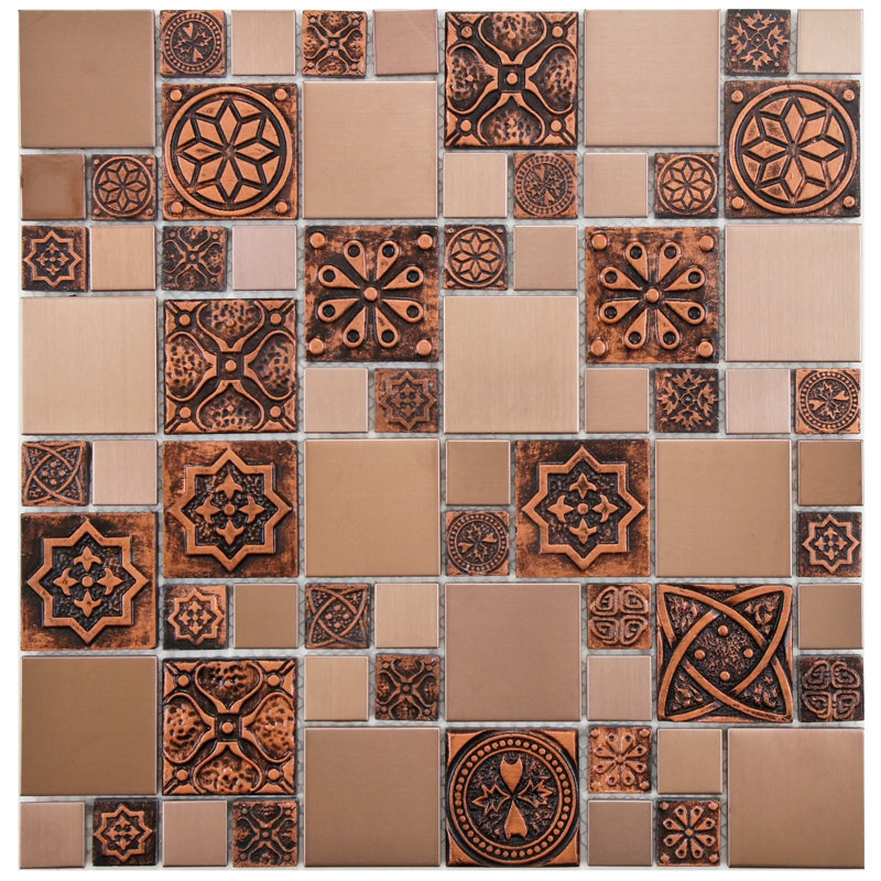 Elitetile Random Sized Metal Porcelain Resin Mosaic Tile In Copper Random Sized Metal Porcelain Resin Mosaic Tile In Copper