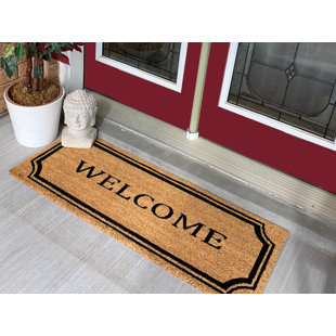 Outdoor Double Door Mat Wayfair Kathi Welcome Border Extra Large Coir Double Doormat