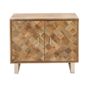 2 Door Wood and Metal Accent Cabinet