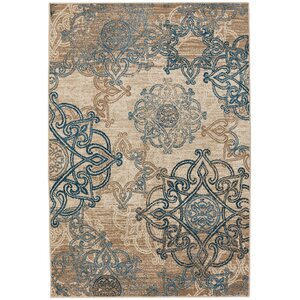 Curtice Ecru/Blue Indoor/Outdoor Area Rug