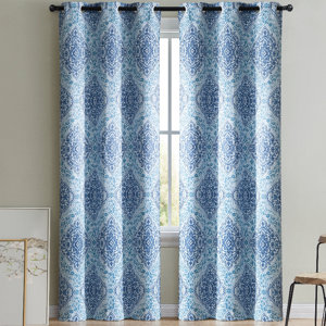 Damask Blackout Thermal Grommet Curtain Panels (Set of 2)