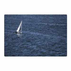 Nick Nareshni Boat on the Ocean Blue Area Rug