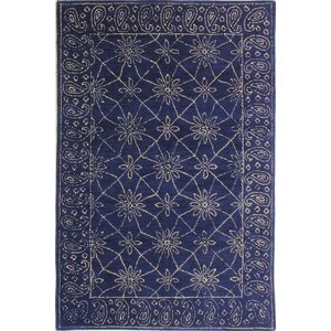 Prescot Hand-Tufted Wool Navy Area Rug