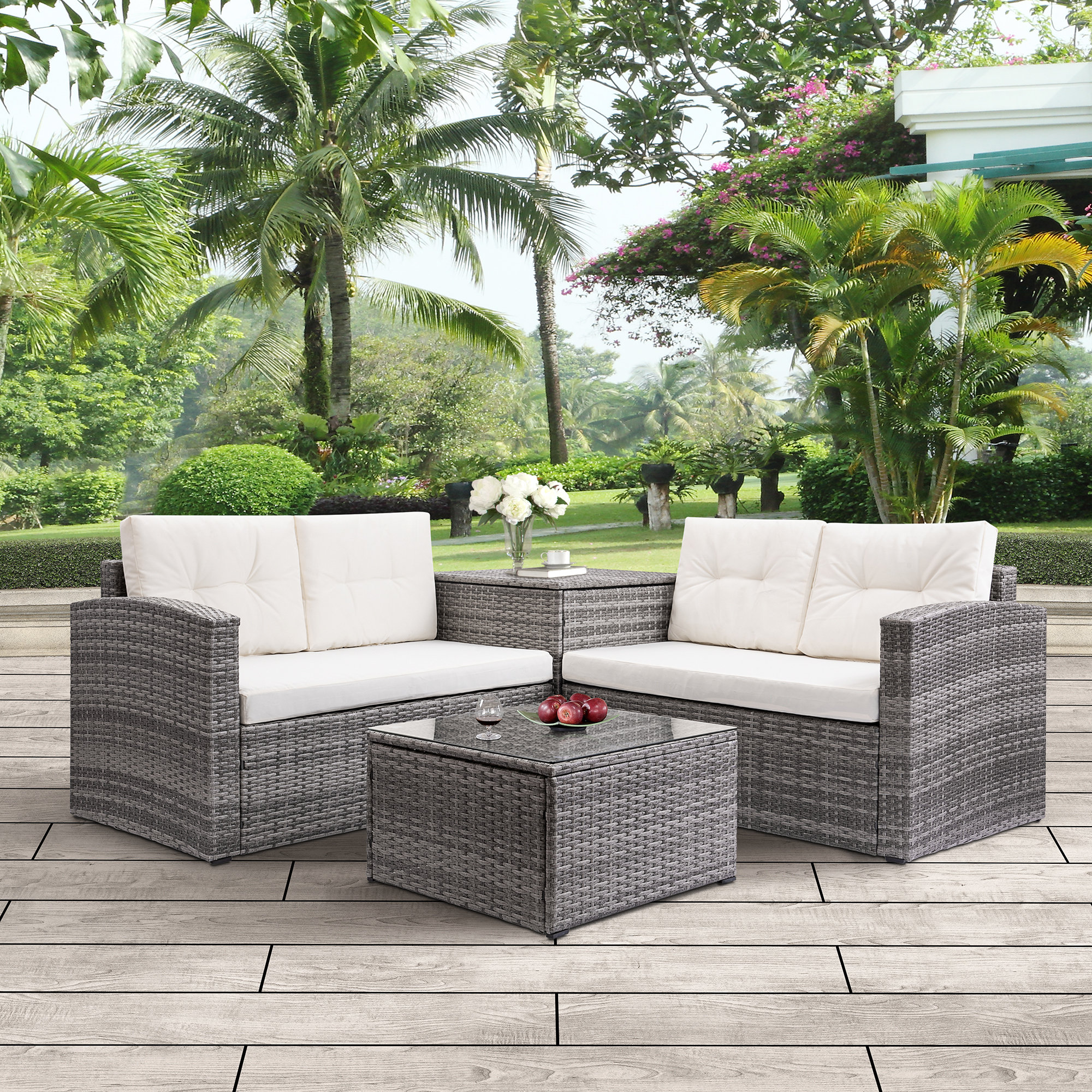 Wrought Studio Breed 4 Piece Rattan Sofa Seating Group With Cushions Reviews Wayfair Wrought Studio Breed 4 Piece Rattan Sofa Seating Group With Cushions Reviews Wayfair