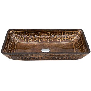 Golden Greek Glass Rectangular Vessel Bathroom Sink