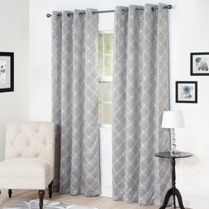 Smooth Lattice Room Darkening Geometric Blackout Grommet Single Curtain Panel