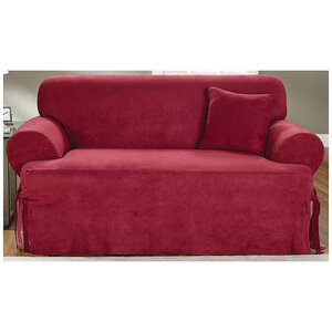 Soft Suede T-Cushion Loveseat Slipcover
