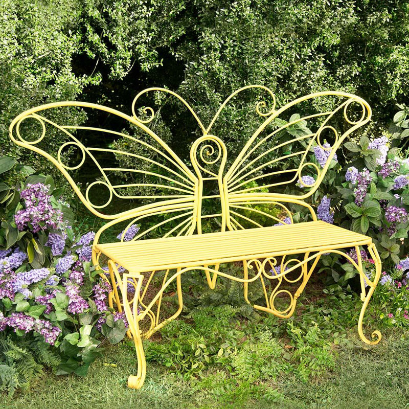 Plow & Hearth Weather-Resistant Butterfly Metal Garden Bench & Reviews ...