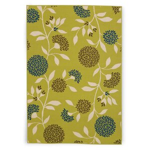 Round Floral Surry Green Area Rug