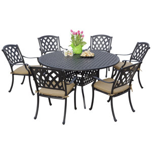 Campton Contemporary 7 Piece Dining Set with Cushion