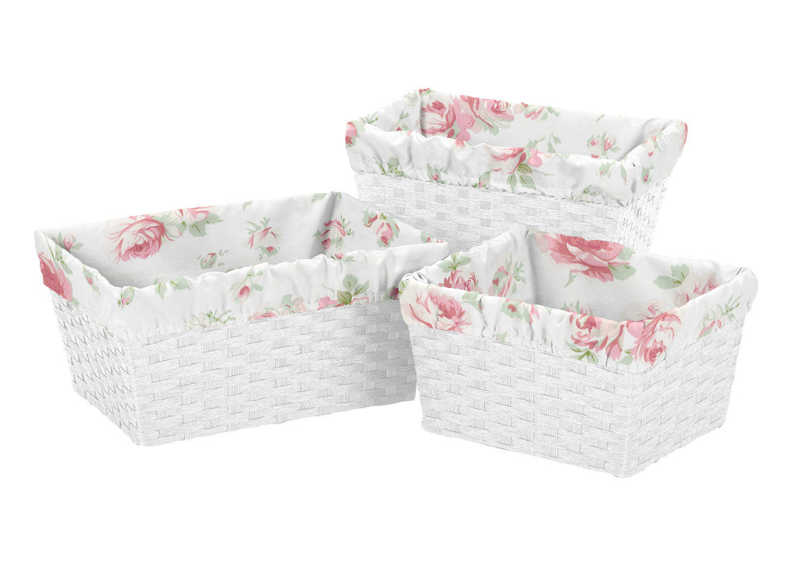Sweet Jojo Designs Riley's Roses Fabric 3 Piece Basket Liner Set & Reviews Wayfair