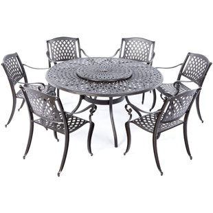 Table With Built In Lazy Susan Wayfair Quince 7 Piece Dining Set With Lazy Susan