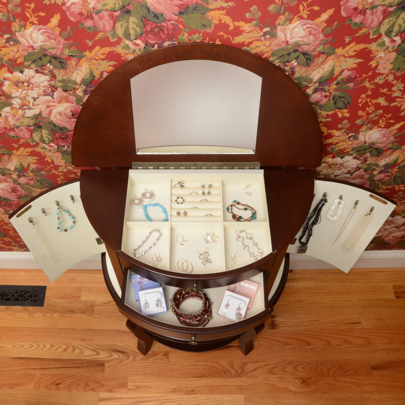 Wildon Home ® Bay Shore Oyster Bay Jewelry Armoire with Mirror