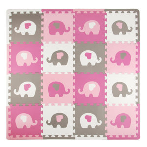 Elephants with Hearts 16 Piece Floor Mat