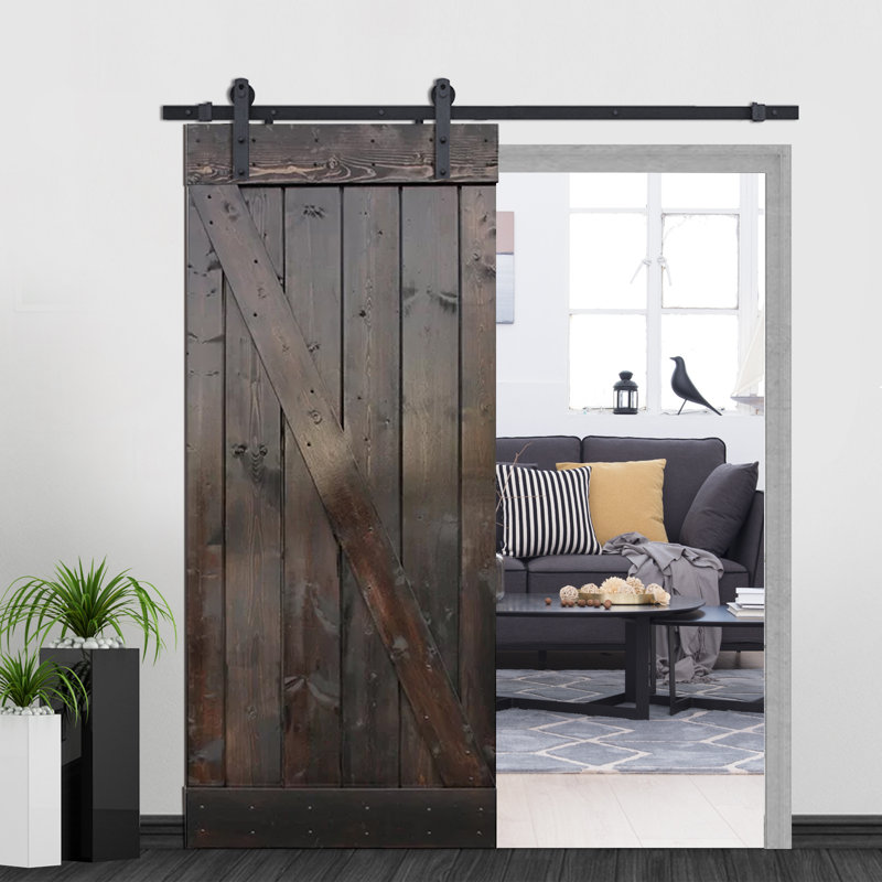 Calhome Z Bar Solid Wood Room Dividers Pine Slab Interior Barn Door Calhome Z Bar Solid Wood Room Dividers Pine Slab Interior Barn Door Reviews Wayfair