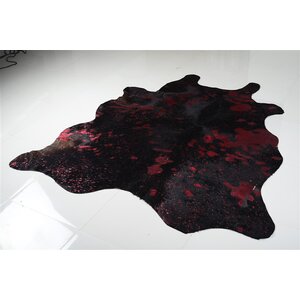 Syre Metallic Cowhide Hand Woven Red/Black Area Rug