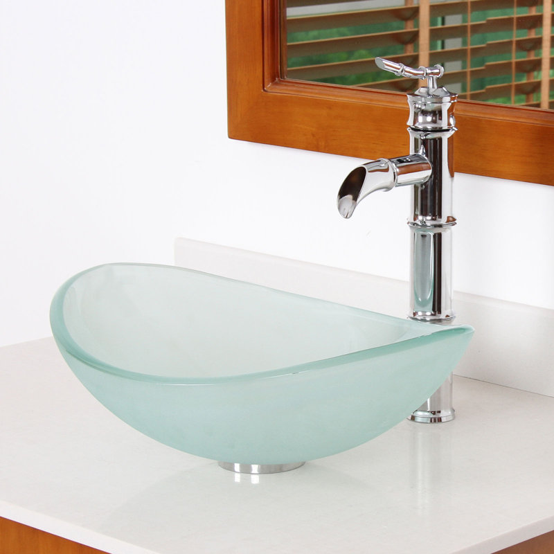 Elite Mini Tempered Glass Oval Vessel Bathroom Sink & Reviews Wayfair