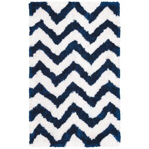 Deveral Hand-Tufted Navy/White Area Rug