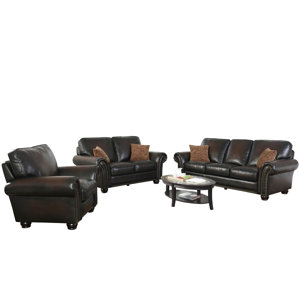 Fallsburg 3 Piece Leather Living Room Set by Darby Home Co
