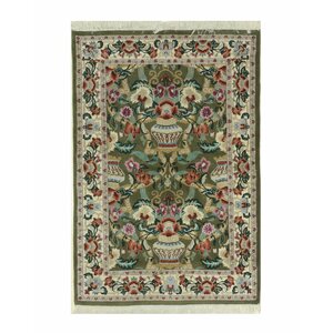 Vase Hand-Knotted Green/Beige Area Rug