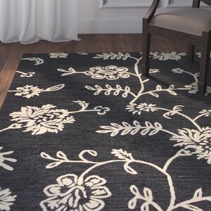 Riegelsville Hand-Tufted Black Area Rug