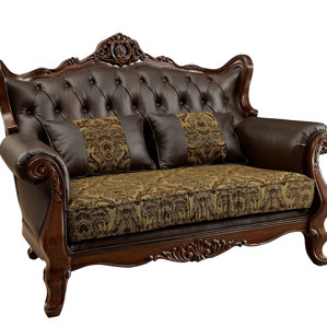 Hankins Traditional Wood Leg Chesterfield Loveseat by Astoria Grand