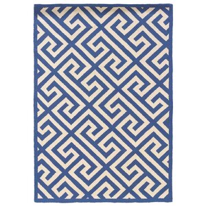 Hand-Hooked Blue/Ivory Area Rug