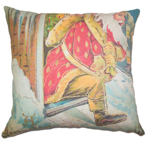 Holiday Vintage Santa Claus Natural Throw Pillow