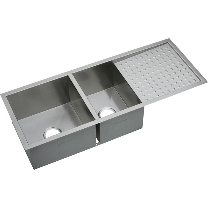 Elkay Crosstown 47 X 19 Double Basin Undermount Kitchen Sink With Crosstown 47 X 19 Double Basin Undermount Kitchen Sink With Drainboard