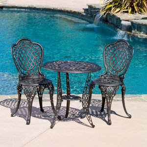 Domingo 3 Piece Bronze Cast Aluminum Outdoor Bistro Set