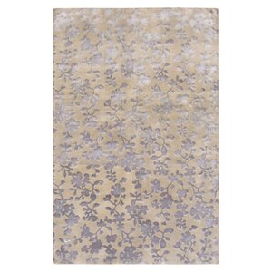 Luminous Dove Gray Floral Area Rug