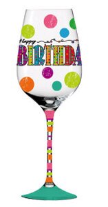 Happy Birthday Hand Painted Wine Glass