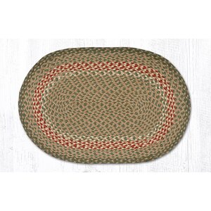 Green/Burgundy Braided Area Rug