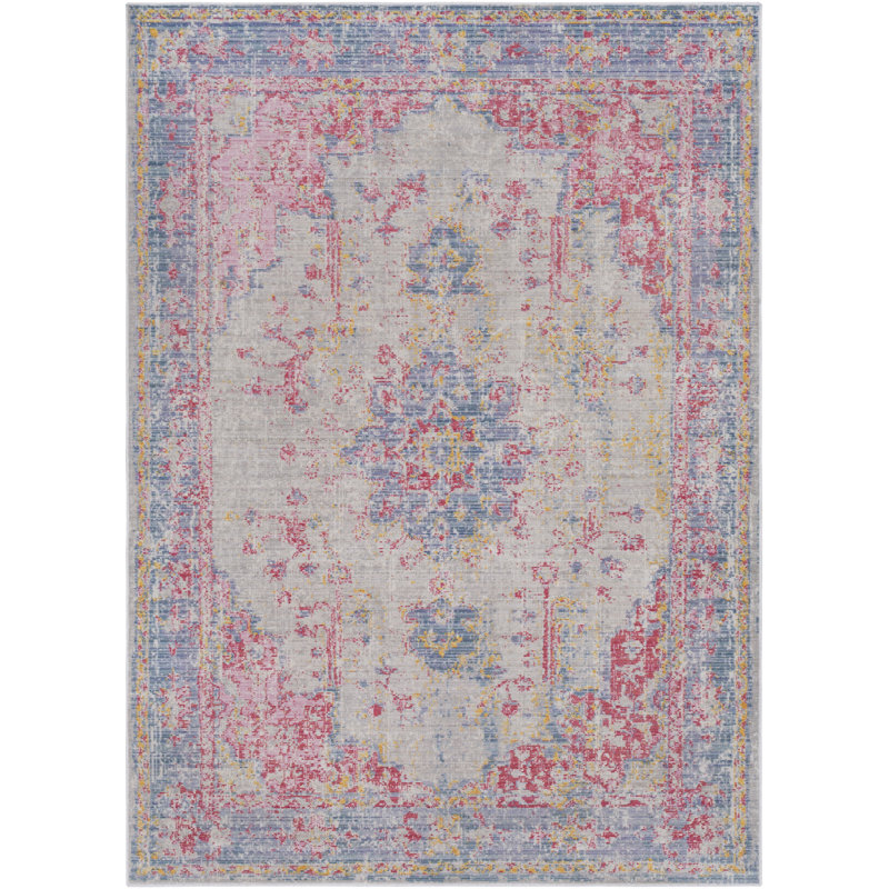 Bungalow Rose Kahina Vintage Distressed Oriental Pink/Blue 