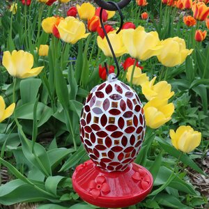 Mosaic Glass Flower Hummingbird Feeder