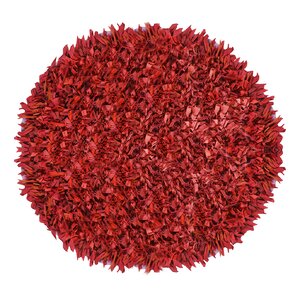 Kaylyn Shaggy Round Hand-Knotted Red Area Rug