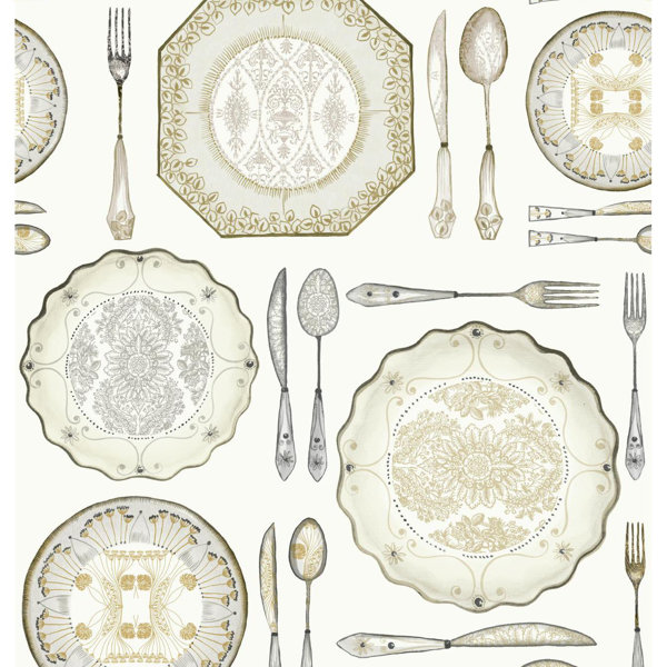 York Wallcoverings American Dinnerware 33' x 20.5" Food and beverage