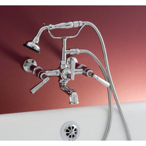Double Handle Wall Mount Telephone Faucet Trim with Handheld Shower