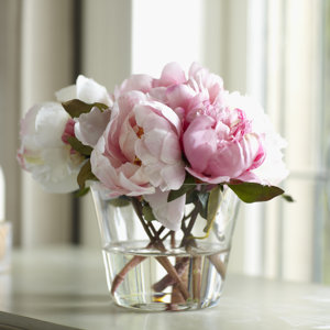 Faux Peony Floral Arrangements in Vase