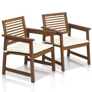 Farmhouse Rustic Wood Outdoor Furniture Birch Lane Arianna Patio Chair With Cushions Set Of 2