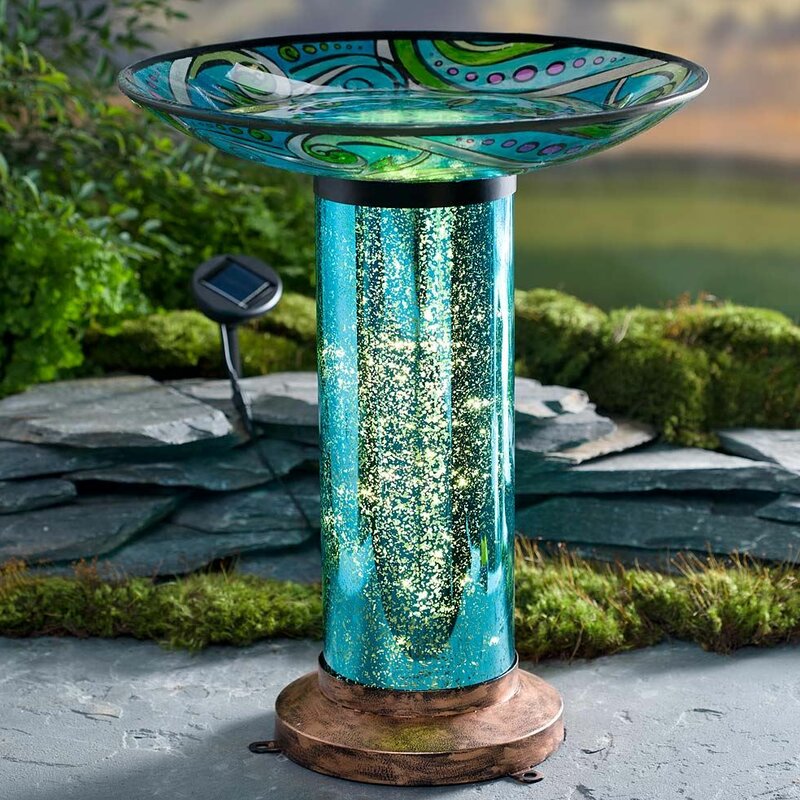 Wind & Weather Fish-motif Solar And Lighted Birdbath & Reviews 