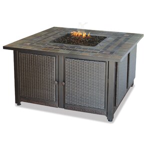 Gas Firebowl With Slate Tile Mantel Fireplace
