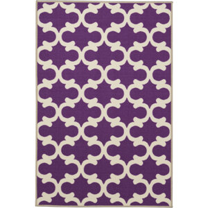 Pink Contemporary Purple Moroccan Trellis Area Rug