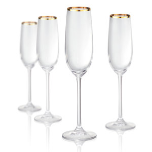 Gold Band 8 oz Flute Glass, Set of 4 (Set of 4)