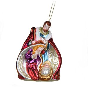 Christmas Traditions Religious Glass Holy Family Ornament